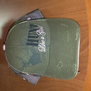 Buck Wear Hunt Like a Girl Embroidered Distressed Mesh Strap-on Hat Cap